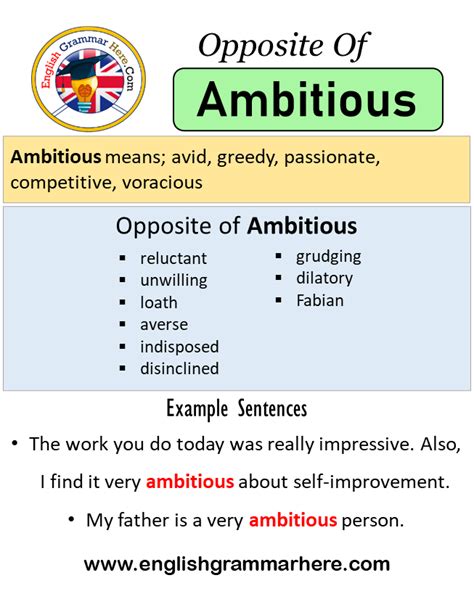 antonyms for ambitious